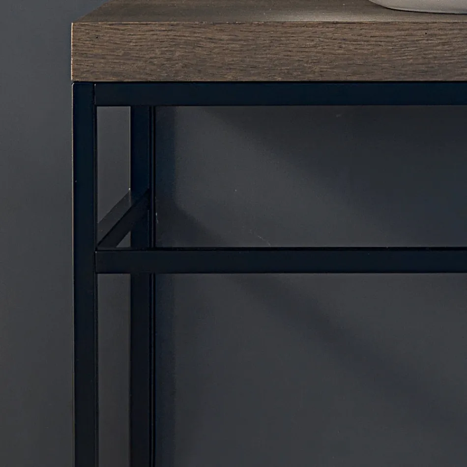 Sammensætning 3 Badeværelsesmøbler i metal, træ og keramik Fremstillet i Italien - Cizco Viadurini