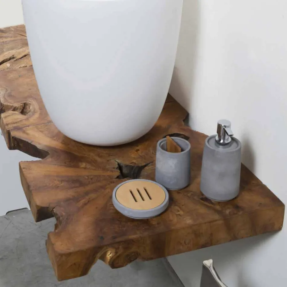 Sammensætning 3 Hængende badeværelsesmøbler med hvid håndvask - Harpiks Viadurini