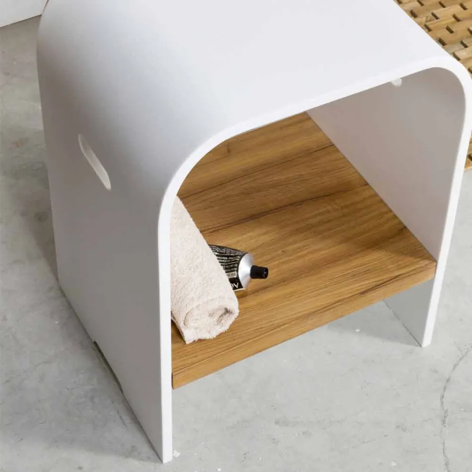 Sammensætning 3 Hængende badeværelsesmøbler med hvid håndvask - Harpiks Viadurini