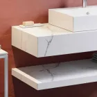 Sammensætning 3 Suspenderede badeværelsesmøbler i porcelænsstentøj 4 finish - Rambina Viadurini