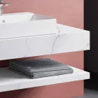 Sammensætning 3 Suspenderede badeværelsesmøbler i porcelænsstentøj 4 finish - Rambina Viadurini