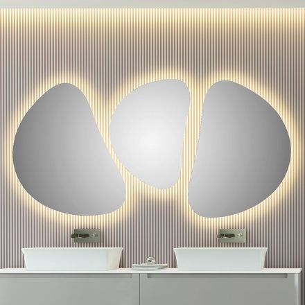 Komposition 3 vægspejle med LED-belysning Made in Italy - Fagiolao Viadurini