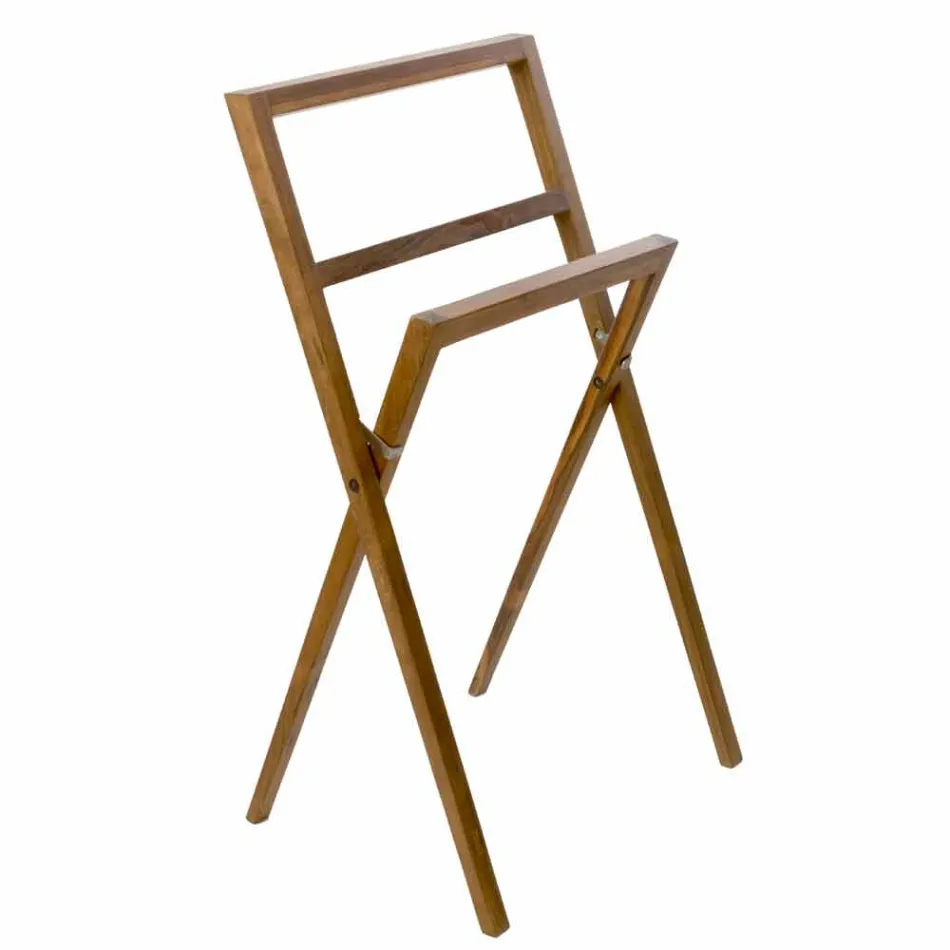 Komposition 4 Badeværelsesmøbler i teaktræ og forkromet stål - Beatles Viadurini