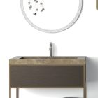 Sammensætning 5 Fritstående badeværelsesmøbler i metal, Ecolegno og luksusstentøj - Cizco Viadurini