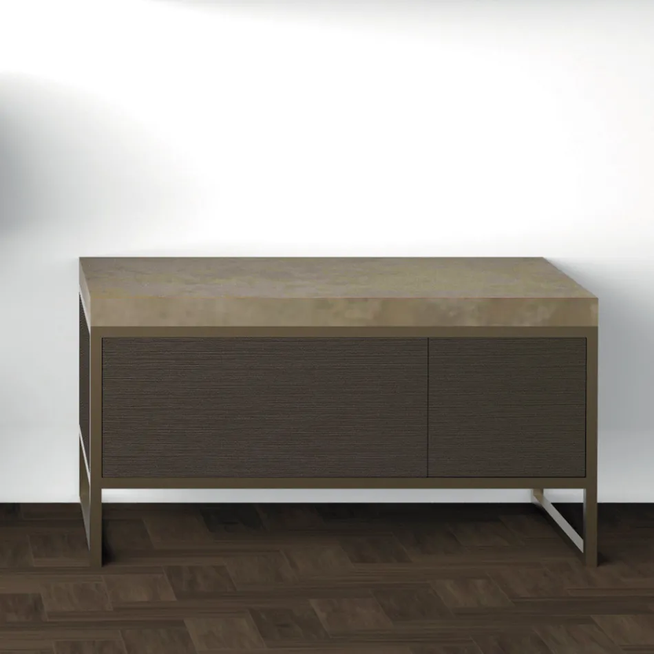 Sammensætning 5 Fritstående badeværelsesmøbler i metal, Ecolegno og luksusstentøj - Cizco Viadurini