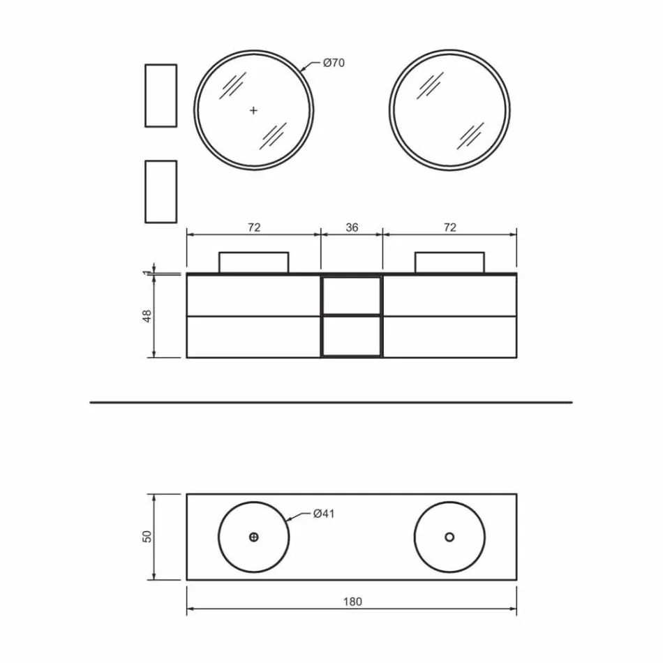 Sammensætning 5 Hængende badeværelsesmøbler med dobbelt håndvask Fremstillet i Italien - Renga Viadurini