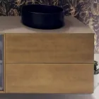 Sammensætning 5 Suspenderede badeværelsesmøbler i træ og krystal Lavet i Italien - Renga Viadurini