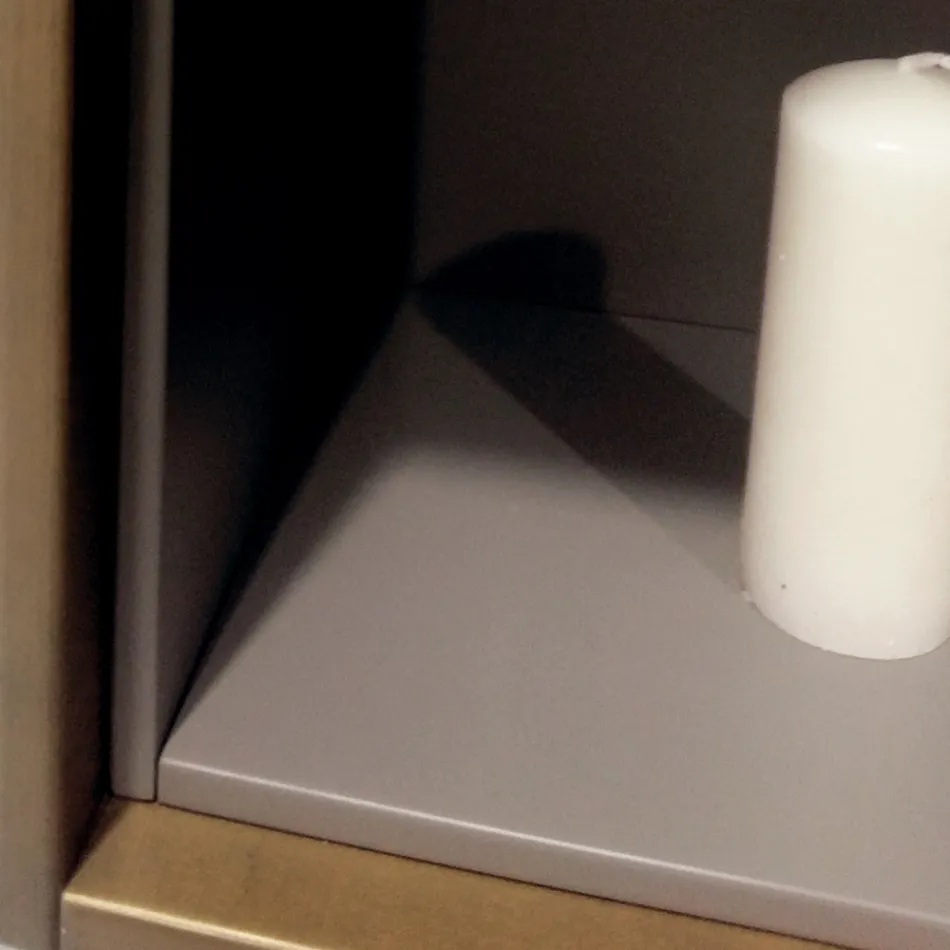 Sammensætning 5 Suspenderede badeværelsesmøbler i træ og krystal Lavet i Italien - Renga Viadurini