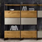 Vægsammensætning i Mdf og eg-belagt blokplade Made in Italy - Marit Viadurini