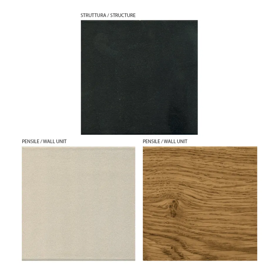 Vægsammensætning i Mdf og eg-belagt blokplade Made in Italy - Marit Viadurini