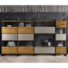 Vægsammensætning i Mdf og eg-belagt blokplade Made in Italy - Marit Viadurini