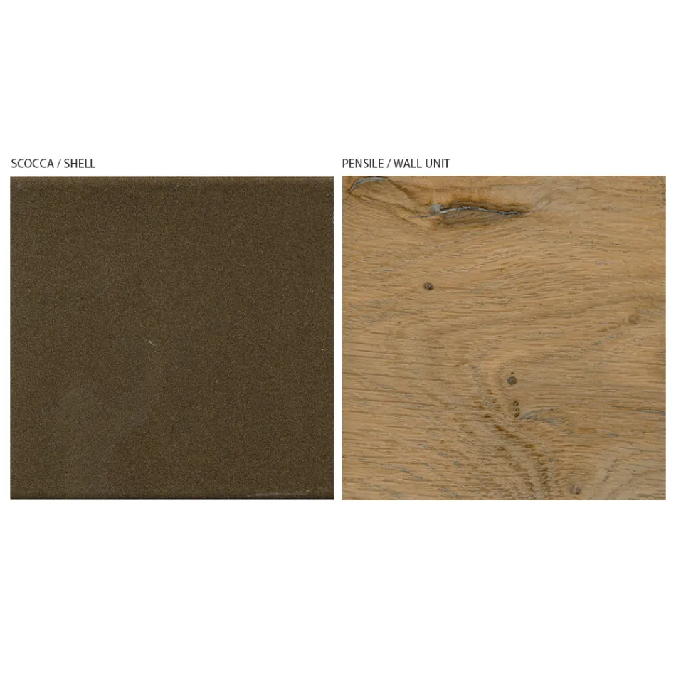 Moderne vægkomposition i nordisk knudret eg og jernfinish - Iselin Viadurini