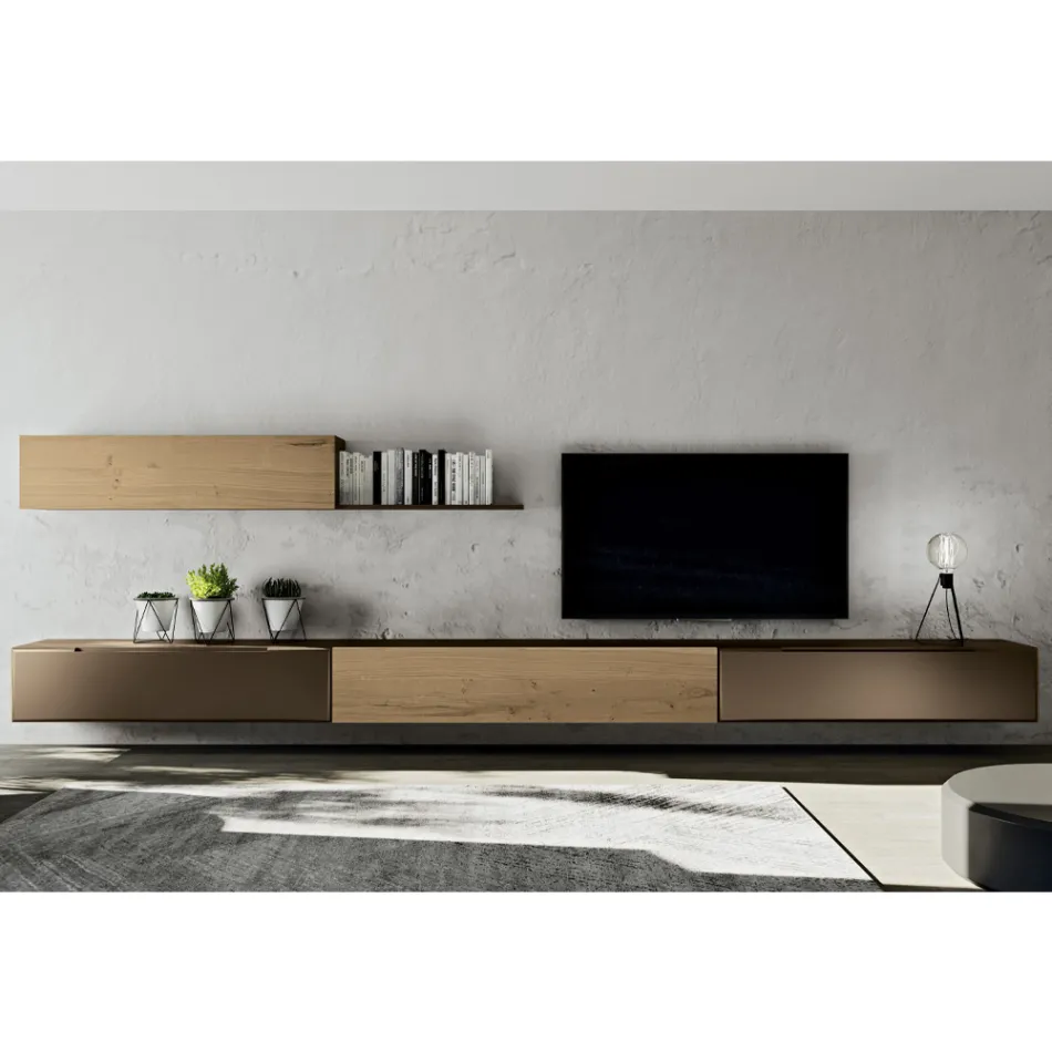 Moderne vægkomposition i nordisk knudret eg og jernfinish - Iselin Viadurini