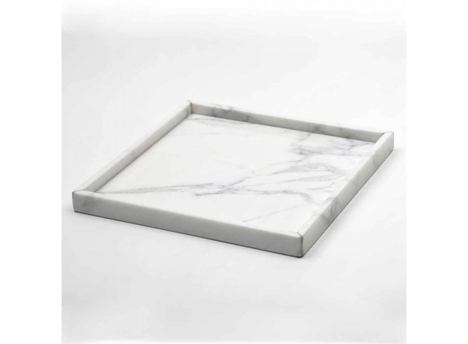 Sammensætning tilbehør til badeværelset i hvid Carrara-marmor fremstillet i Italien - Tuono Viadurini