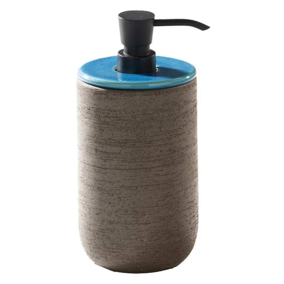 Sammensætning af badeværelsesmøbler inklusive tilbehør med blå detaljer - Carolie Viadurini