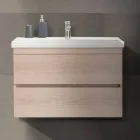 Suspenderet badeværelse møbelsammensætning i Oak Melamine - Becky Viadurini