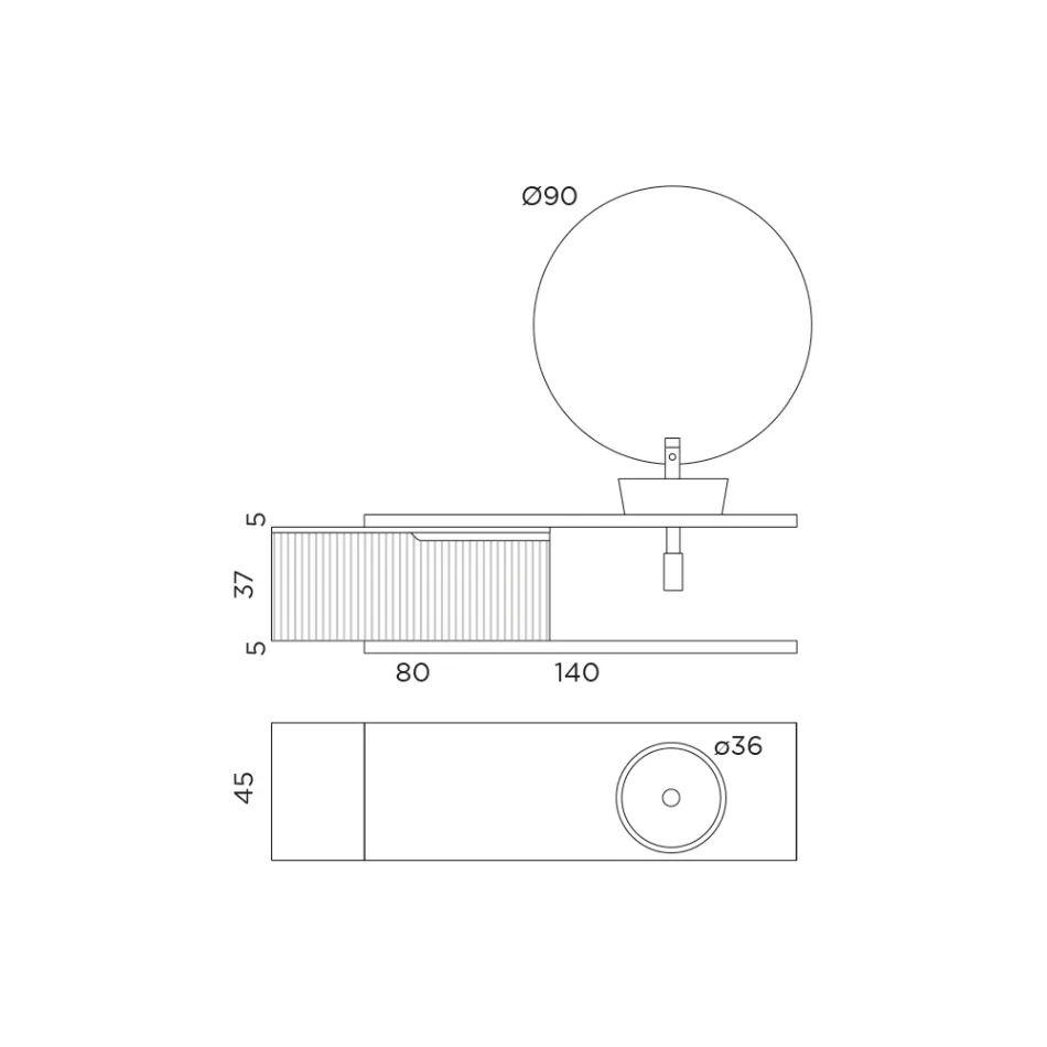 Tiffany blå og eg badeværelsessammensætning med spejl lavet i Italien - Ermes Viadurini