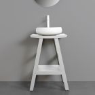 Hvid badeværelseskomposition med lertilbehør og spejl - Maryse Viadurini