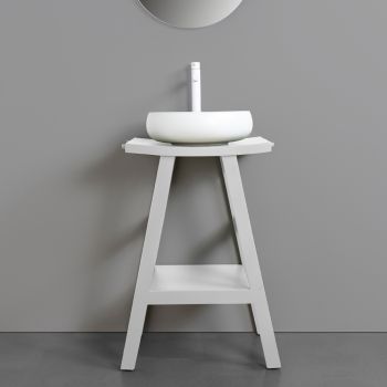 Hvid badeværelseskomposition med lertilbehør og spejl - Maryse