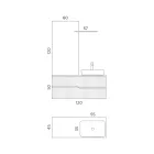 Hvid badeværelsessammensætning med spejl og hylde lavet i Italien - Ares Viadurini