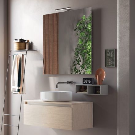 Badeværelsessammensætning komplet med håndvask, spejl og bund Made in Italy - Dream Viadurini