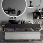Badeværelsessammensætning komplet med spejl, håndvask, bund og top lavet i Italien - Palom Viadurini