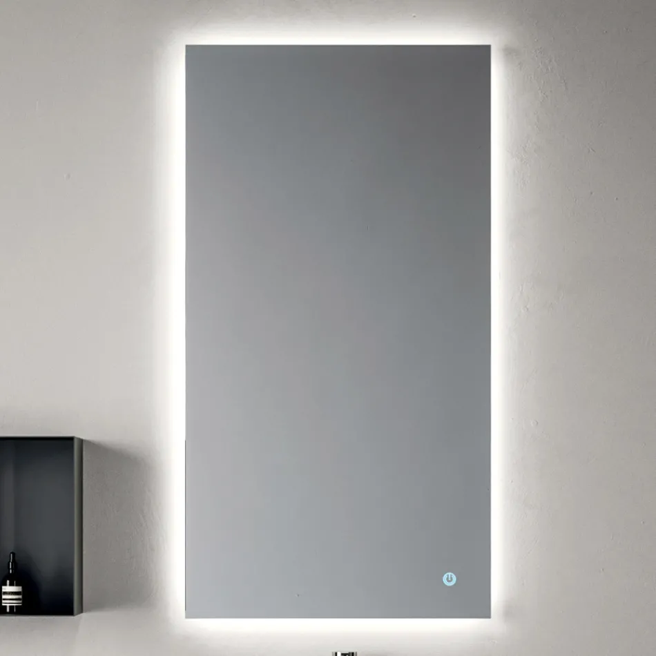 Badeværelseskomposition bestående af en hylde med vask, vægskabe og spejl - Velaria Viadurini