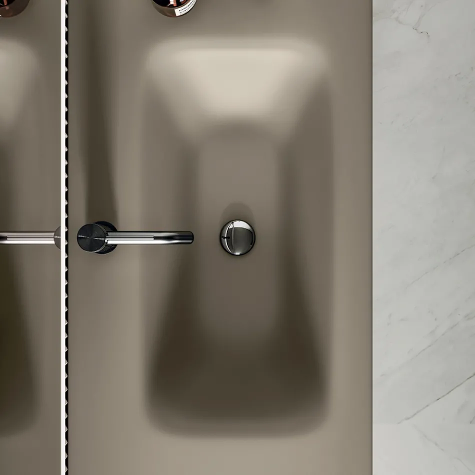 Badeværelseskomposition inklusive bund med 2 skuffer og 1 dør - Titan Viadurini