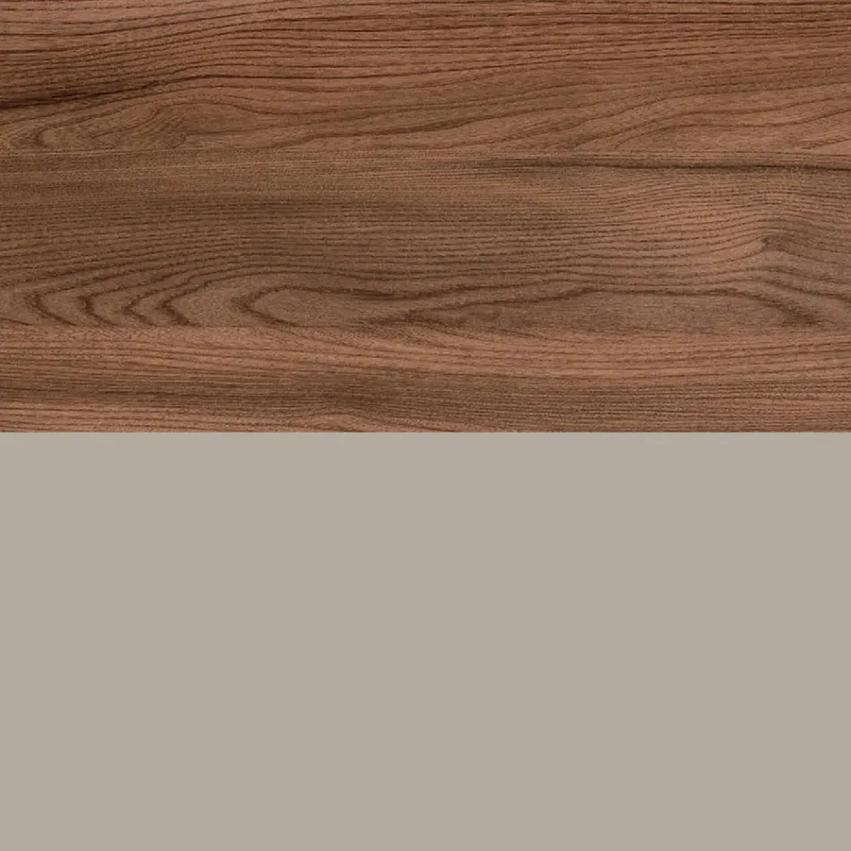 Badeværelseskomposition med 1 skuffe, 2 egetræshylder, vask og spejl - Titan Viadurini