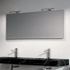 Badeværelseskomposition med 1 hvid skuffe, spejl og Marquina HPL-hylde - Velaria Viadurini