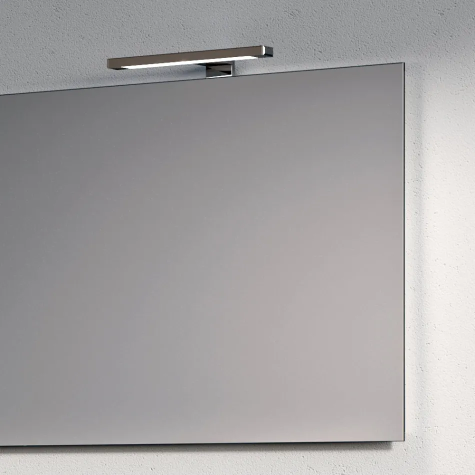 Badeværelseskomposition med 1 hvid skuffe, spejl og Marquina HPL-hylde - Velaria Viadurini