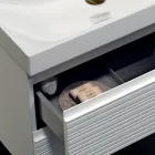 Badeværelseskomposition med 2 mathvide skuffer, vask og spejl - Elios Viadurini