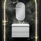 Badeværelseskomposition med 2 mathvide skuffer, vask og spejl - Elios Viadurini