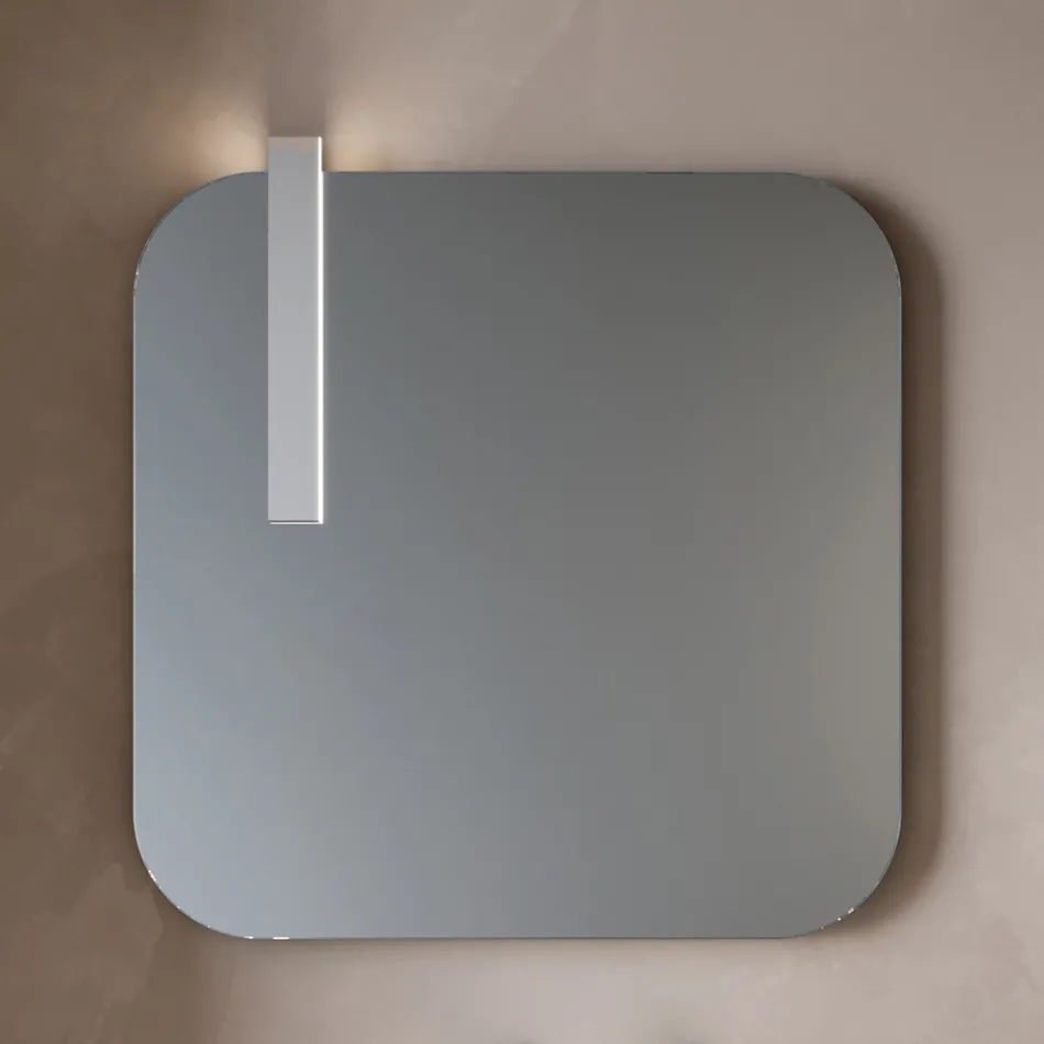 Badeværelseskomposition med 2 skuffer i egetræ, keramisk vask og spejl - Titan Viadurini