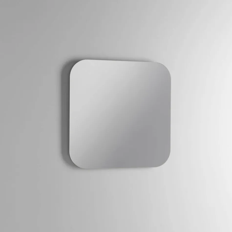 Badeværelseskomposition med 2 skuffer i egetræ, keramisk vask og spejl - Titan Viadurini