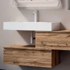 Badeværelseskomposition med 2 skuffer, hvid vask, spejl og vægskab - Elios Viadurini