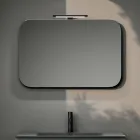 Badeværelseskomposition med 2 skuffer, grå glasvask og spejl - Elios Viadurini