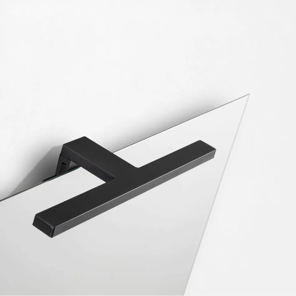 Badeværelseskomposition med 2 skuffer, grå glasvask og spejl - Elios Viadurini