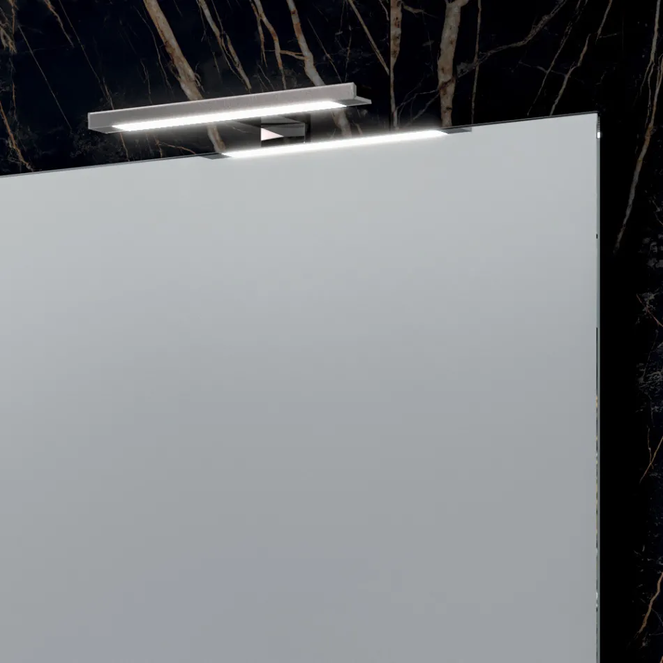 Badeværelseskomposition med 4 skuffer, 2 keramiske håndvaske og spejl - Titan Viadurini