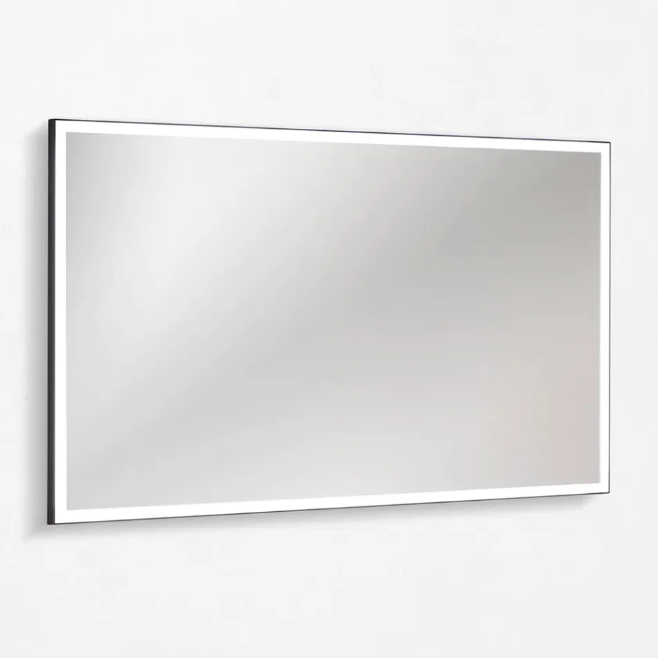 Badeværelseskomposition med 4 Avio blå skuffer, spejl og vask - Velaria Viadurini