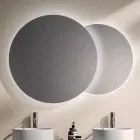 Badeværelseskomposition med 4 skuffer i Rio Oak, spejl og vask - Velaria Viadurini