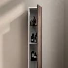 Badeværelseskomposition med 4 skuffer i Rio Oak, spejl og vask - Velaria Viadurini