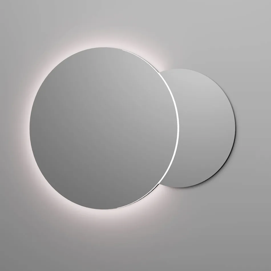 Badeværelseskomposition med 4 skuffer i Rio Oak, spejl og vask - Velaria Viadurini