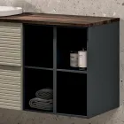 Badeværelseskomposition med 4 skuffer, vask, spejl og åbne hylder - Elios Viadurini