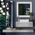 Badeværelsessammensætning med bund, top, håndvask og spejlsøjle lavet i Italien - Polsen