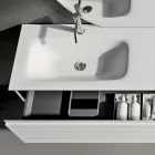 Badeværelseskomposition med skuffer, keramisk vask og LED-spejl - Elios Viadurini