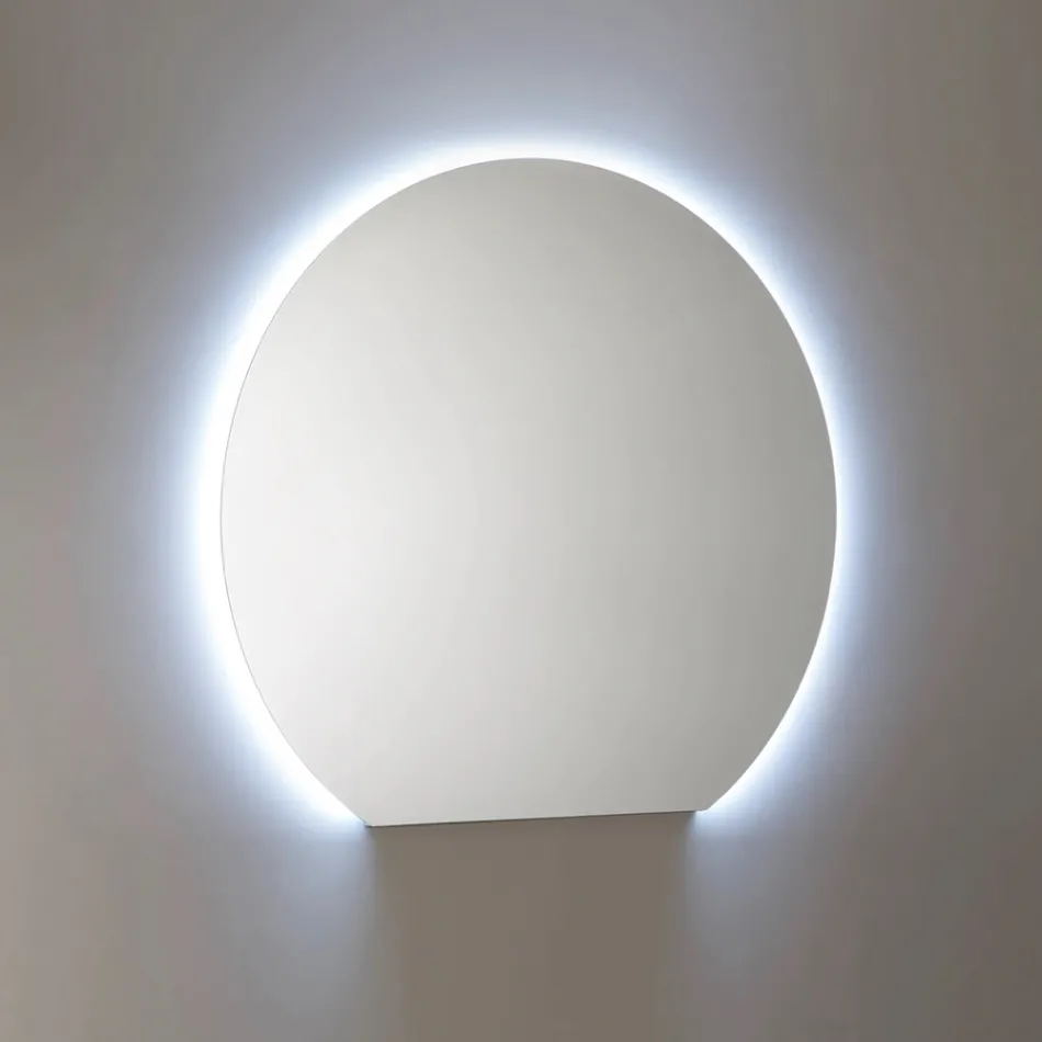 Badeværelseskomposition med skuffer, keramisk vask og LED-spejl - Elios Viadurini