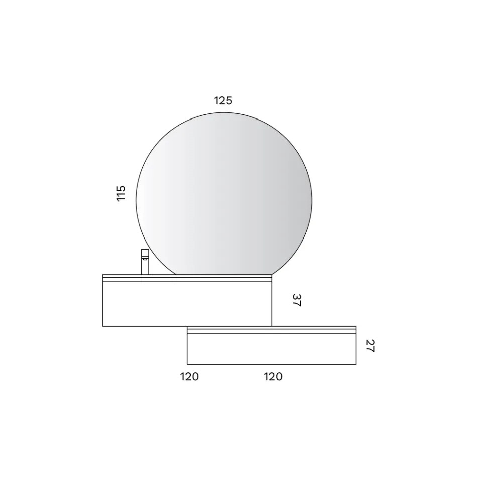 Badeværelseskomposition med skuffer, keramisk vask og LED-spejl - Elios Viadurini