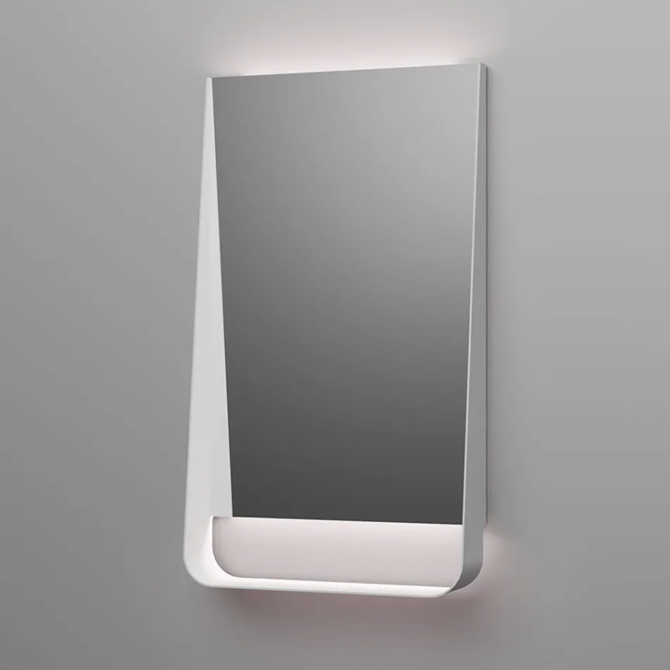 Badeværelseskomposition med lyserøde skuffer, vask og spejl - Elios Viadurini