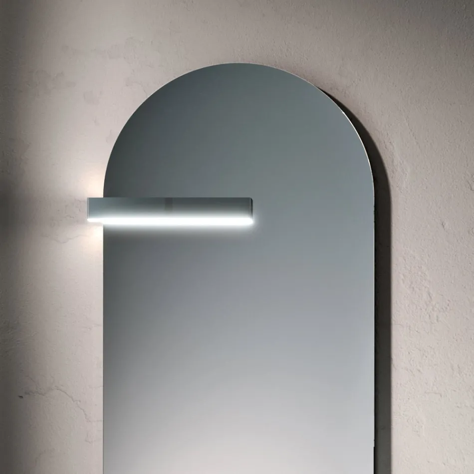 Badeværelseskomposition med skuffe, vask, spejl, vægskab og hylde - Elios Viadurini